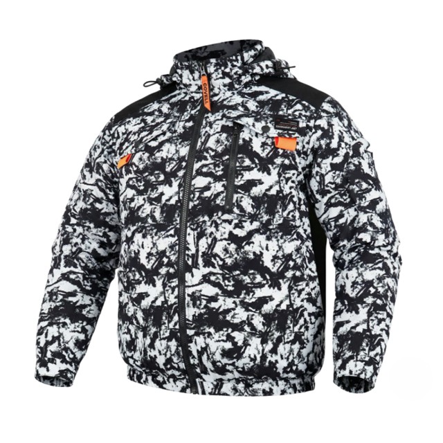 COVELL CX-G3-6 空調冷風服 ハーネス対応フード付長袖 白黒迷彩