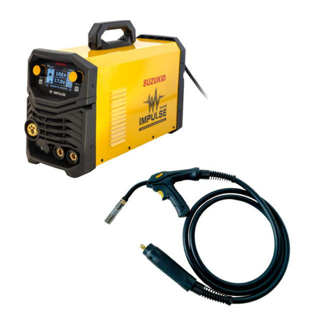 SUZUKID インバータパルス半自動溶接機 インパルス200 アルミ用ピストル型トーチセット 350A/3m SIP-200CT