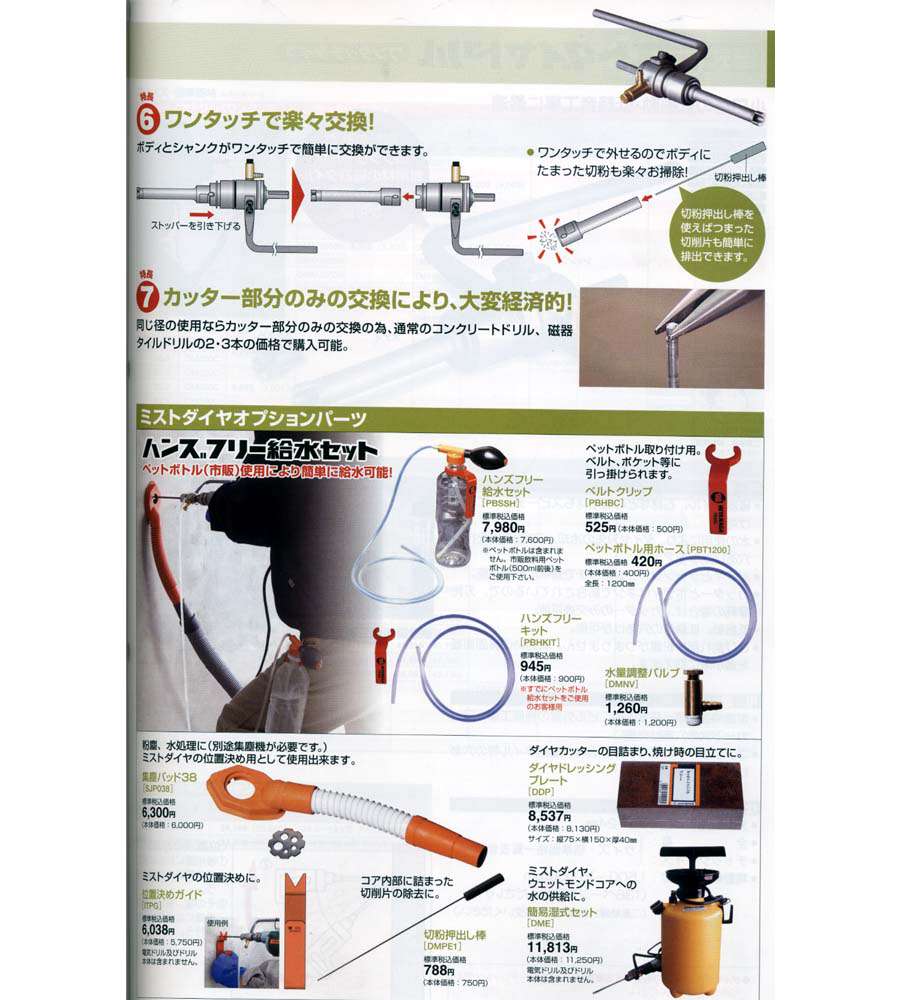 ミヤナガ 湿式ミストダイヤドリル ワンタッチタイプ (有効長100mm